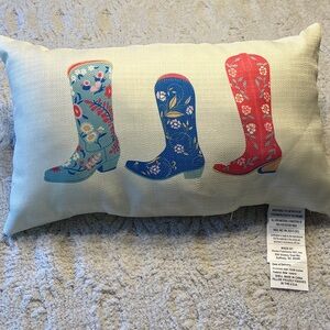 Floral Boot Print Decorative Pillow 12x20. NWOT